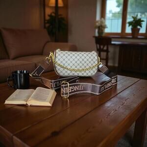 NWT Jingpinpiju Monogram Vegan Leather Shoulder Bag